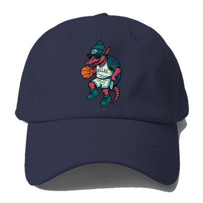 Dallas Armadillo wearing Mavericks beanie with cowboy hat patch and - Baseball Cap For Big Heads - Twilight Navy(Blue)