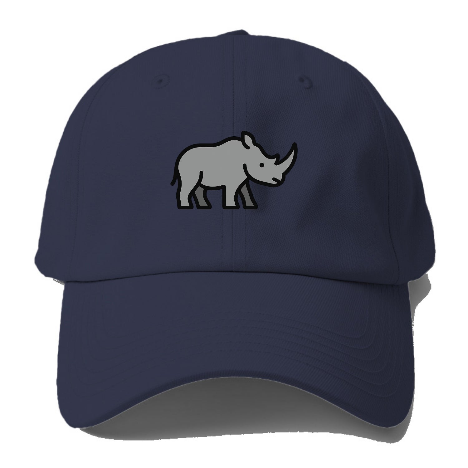 Rhinoceros - Gray with horn flat side profile - Baseball Cap For Big Heads - Twilight Navy(Blue)