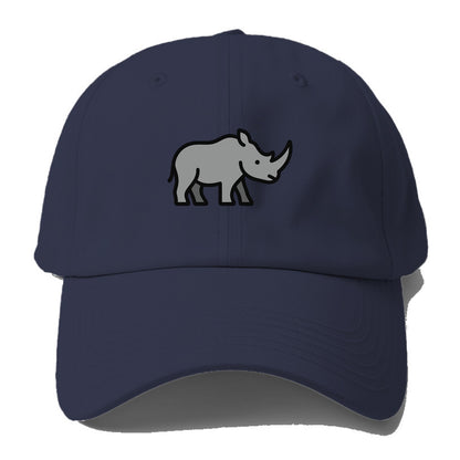 Rhinoceros - Gray with horn flat side profile - Baseball Cap For Big Heads - Twilight Navy(Blue)