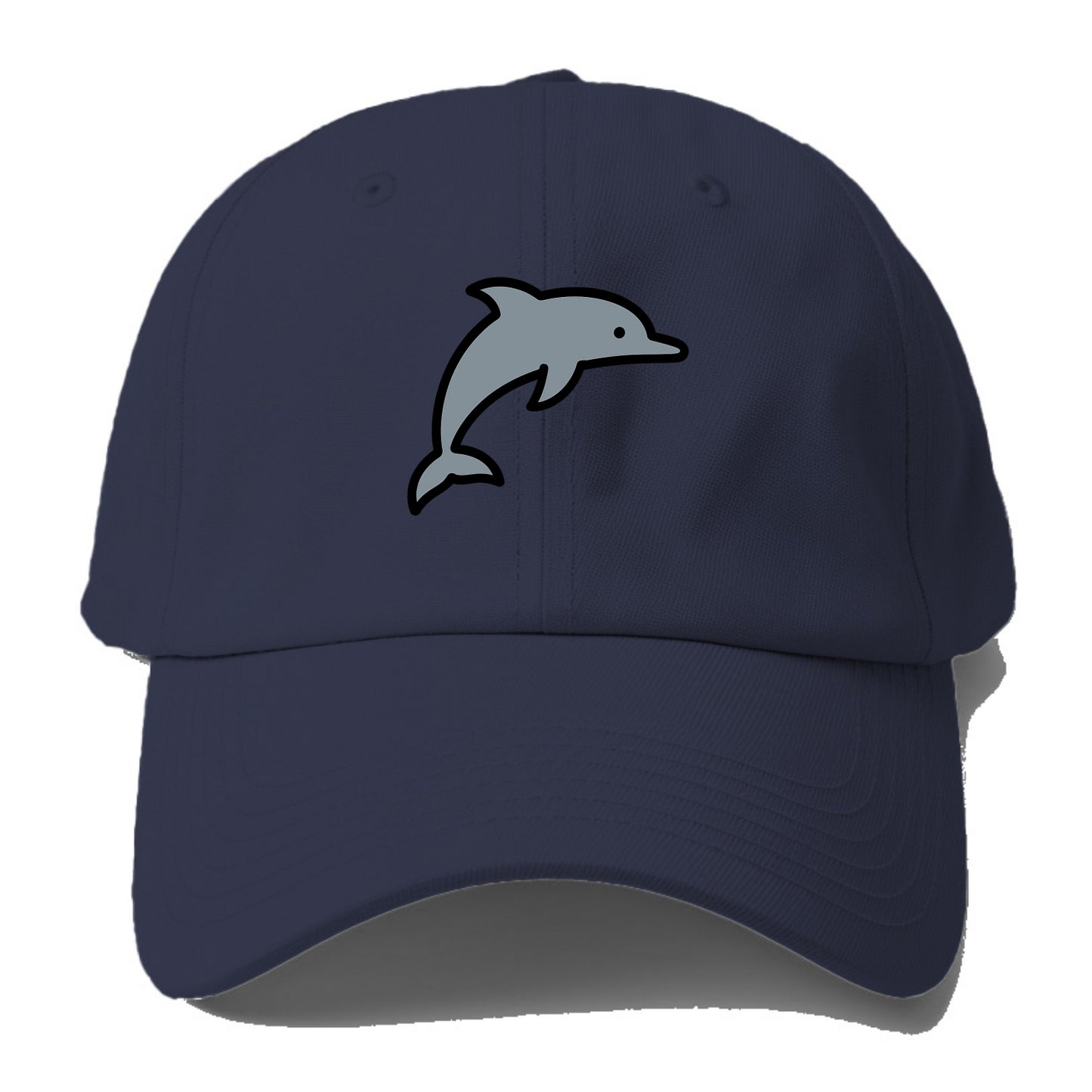 Bottlenose Dolphin - Gray jumping pose flat side profile - Baseball Cap - Twilight Navy(Blue)