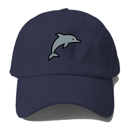 Bottlenose Dolphin - Gray jumping pose flat side profile - Baseball Cap - Twilight Navy(Blue)