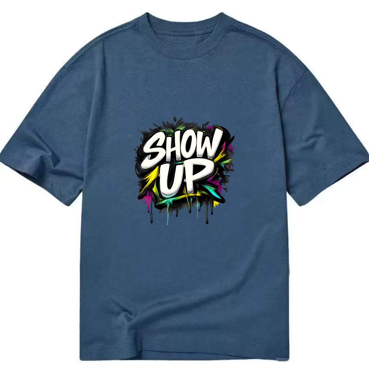 Bold typography design - "SHOW UP" - be present, arrive ready - Classic T-shirt - Twilight Navy(Blue)