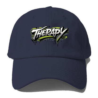 Bold typography design - "THERAPY" - mental health, getting help - Baseball Cap For Big Heads - Twilight Navy(Blue)