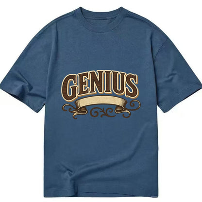 Bold typography design - "GENIUS" - exceptional intelligence, brilliance - Classic T-shirt - Twilight Navy(Blue)