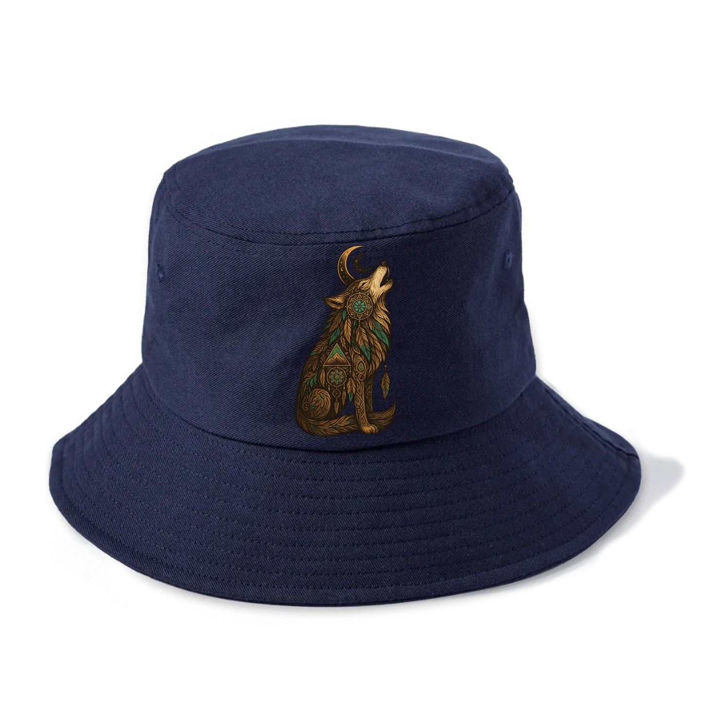 Celestial Moon Wolf  - Bucket Hat - Twilight Navy(Blue)