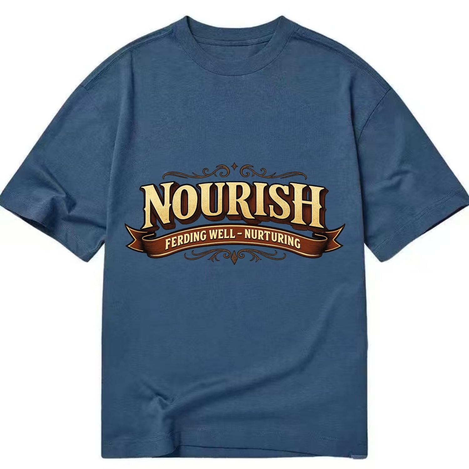Bold typography design - "NOURISH" - feeding well, nurturing - Classic T-shirt - Twilight Navy(Blue)