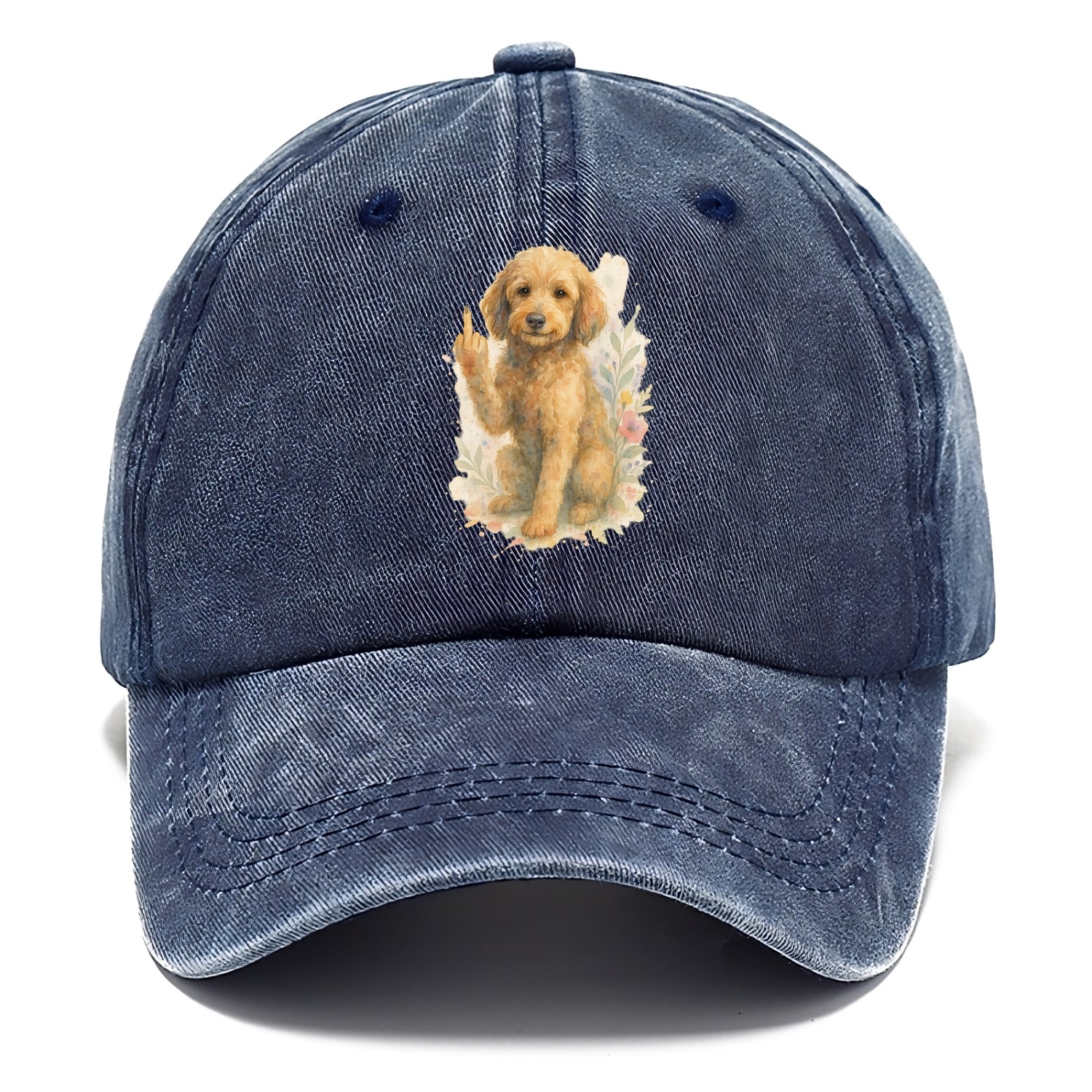 Labradoodle hypoallergenic with wavy coat, intelligent eyes, paw raised - Classic Cap - Twilight Navy(Blue)