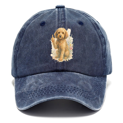 Labradoodle hypoallergenic with wavy coat, intelligent eyes, paw raised - Classic Cap - Twilight Navy(Blue)