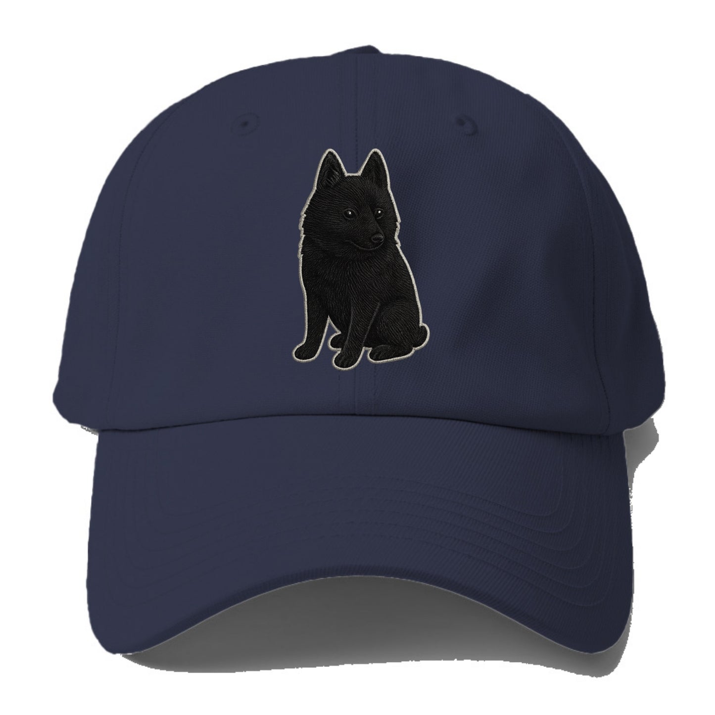 Schipperke - Solid black small embroidered sitting pose - Baseball Cap - Twilight Navy(Blue)