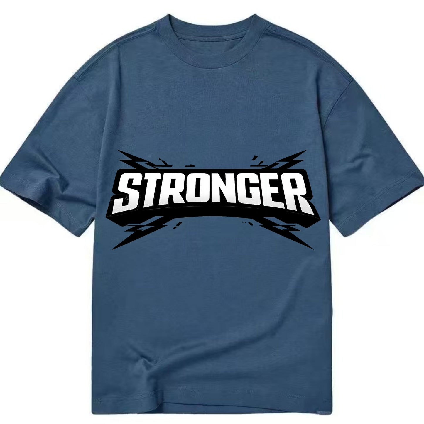 Bold typography design - "STRONGER" - getting better, building power - Classic T-shirt - Twilight Navy(Blue)