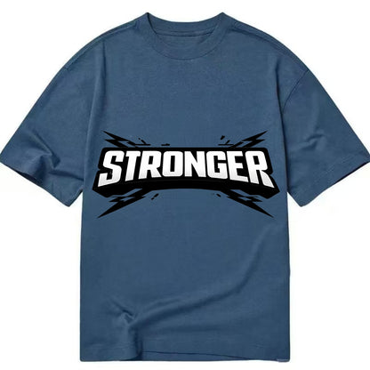 Bold typography design - "STRONGER" - getting better, building power - Classic T-shirt - Twilight Navy(Blue)