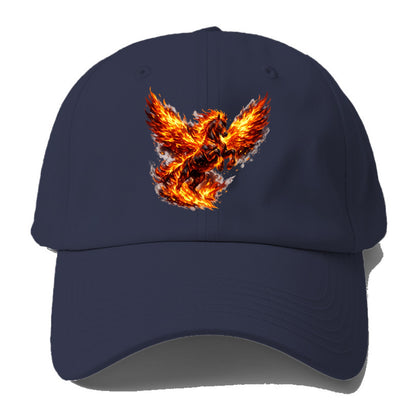 PHOENIX FIRE HORSE | Horse emerging from flames like phoenix | Rebirth - Baseball Cap - Twilight Navy(Blue)