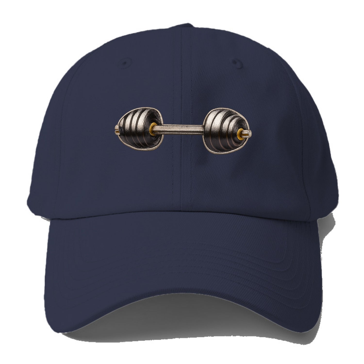 Embroidered patch design - WEIGHTLIFTING BARBELL - heavy barbell with plates in - Baseball Cap - Twilight Navy(Blue)