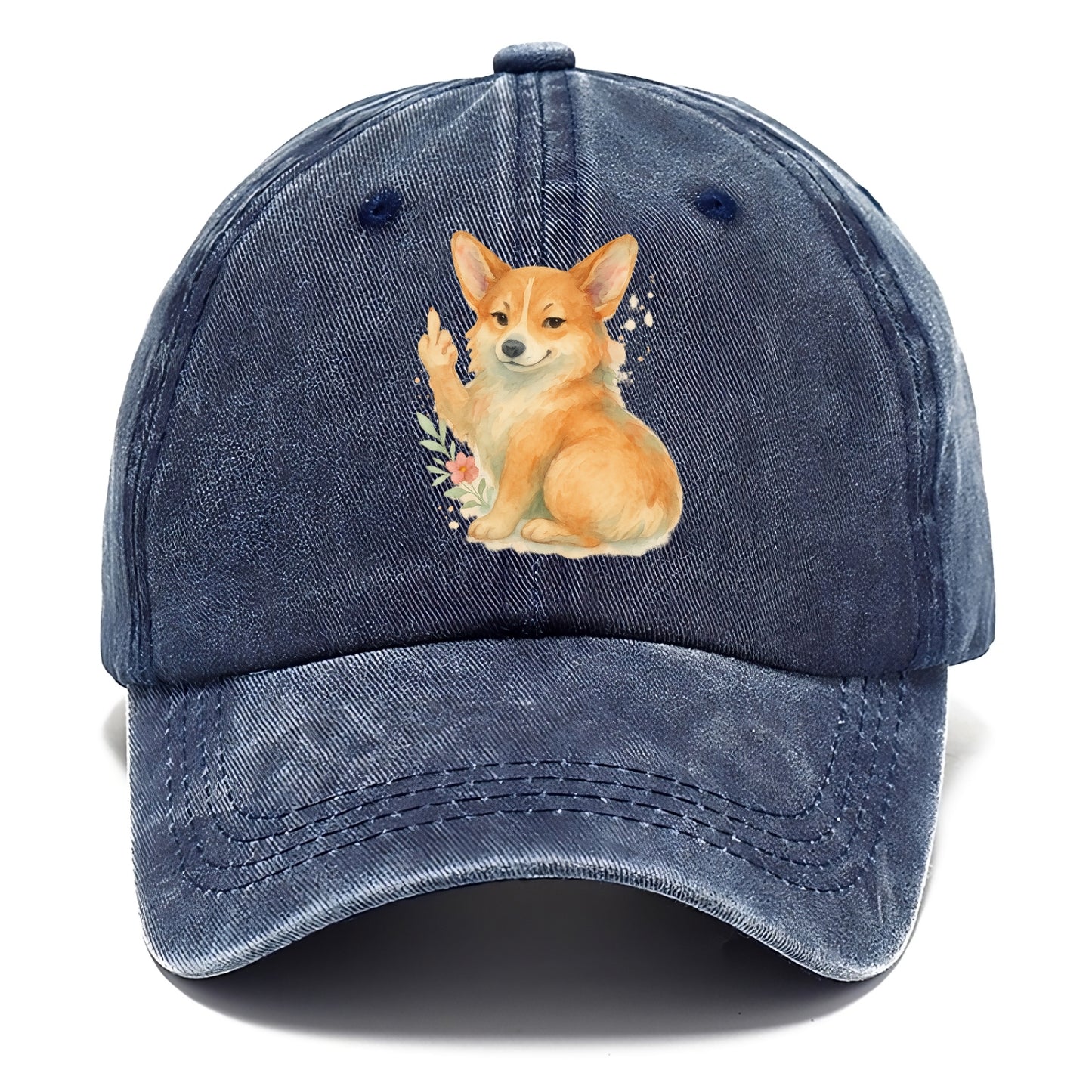 Corgi short legs and fluffy butt, one stubby paw up with sass - Classic Cap - Twilight Navy(Blue)
