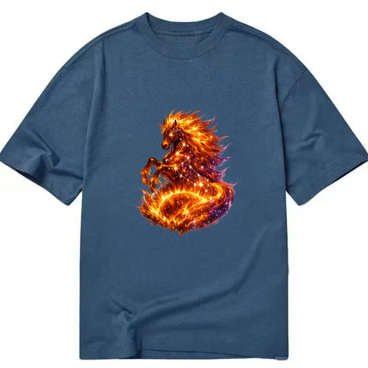 SOLAR FLARE | Horse emerging from the sun | Solar corona mane | Star power | - Classic T-shirt - Twilight Navy(Blue)