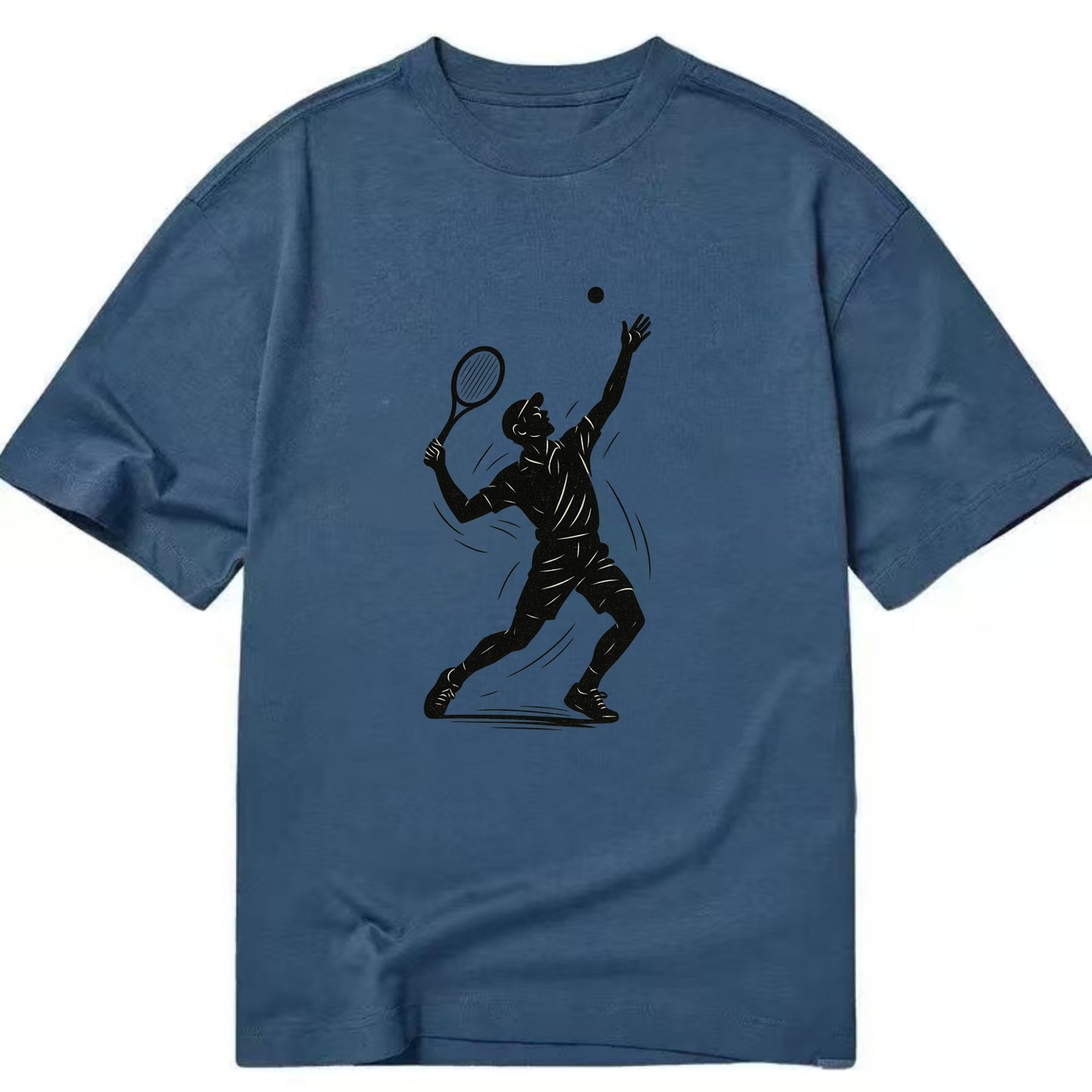 Tennis player serving with powerful form - Classic T-shirt - Twilight Navy(Blue)