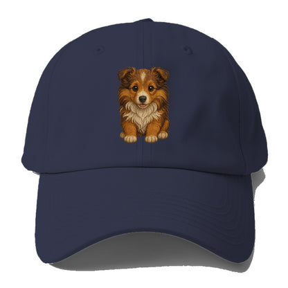 Baby Shetland Sheepdog Puppy - mini collie look, flowing mane, intelligent eyes, - Baseball Cap - Twilight Navy(Blue)