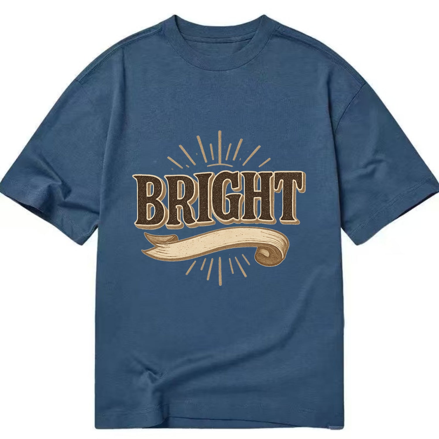 Bold typography design - "BRIGHT" - intelligent, shining - Classic T-shirt - Twilight Navy(Blue)