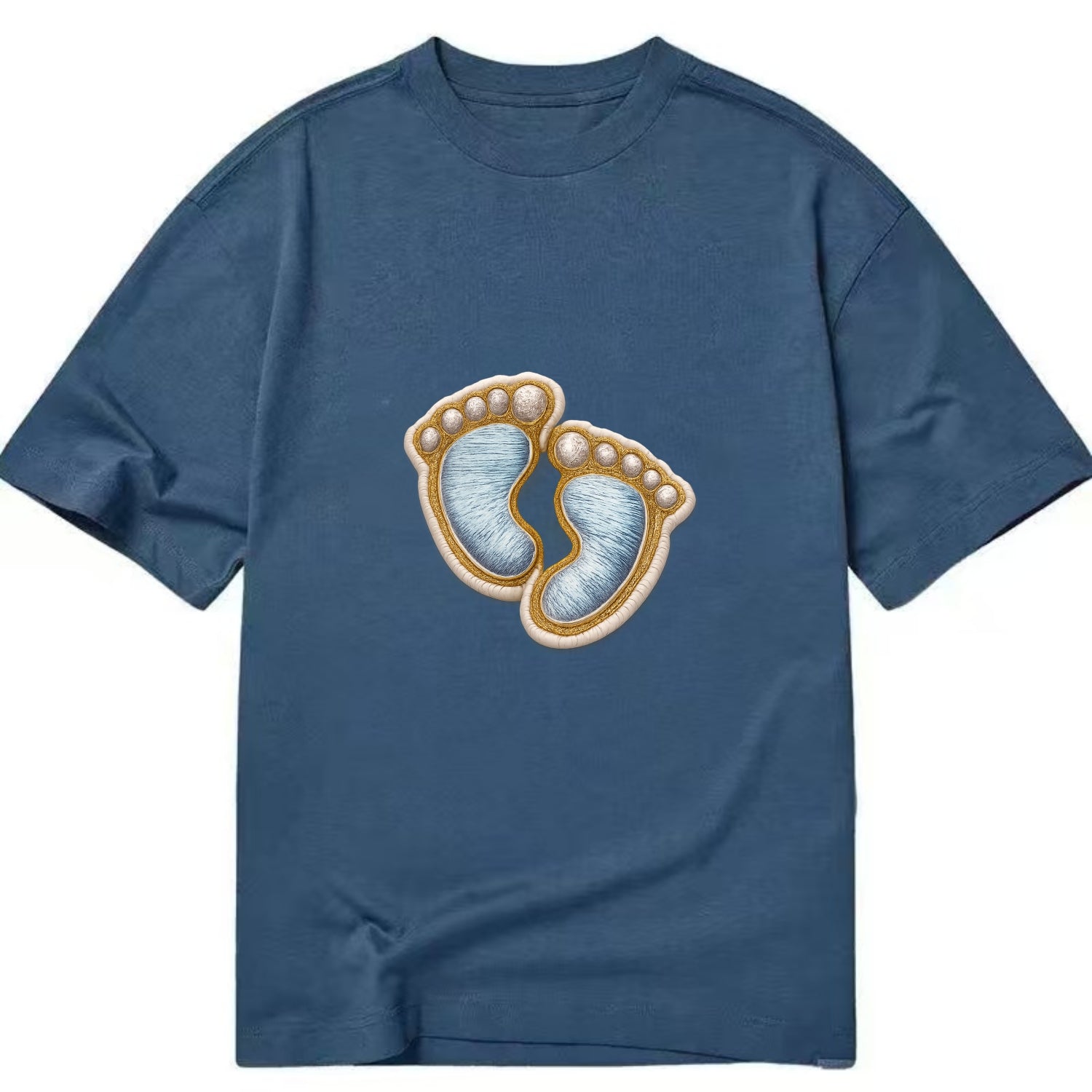 BABY FOOTPRINTS - tiny feet in pink or blue , newborn - Classic T-shirt - Twilight Navy(Blue)
