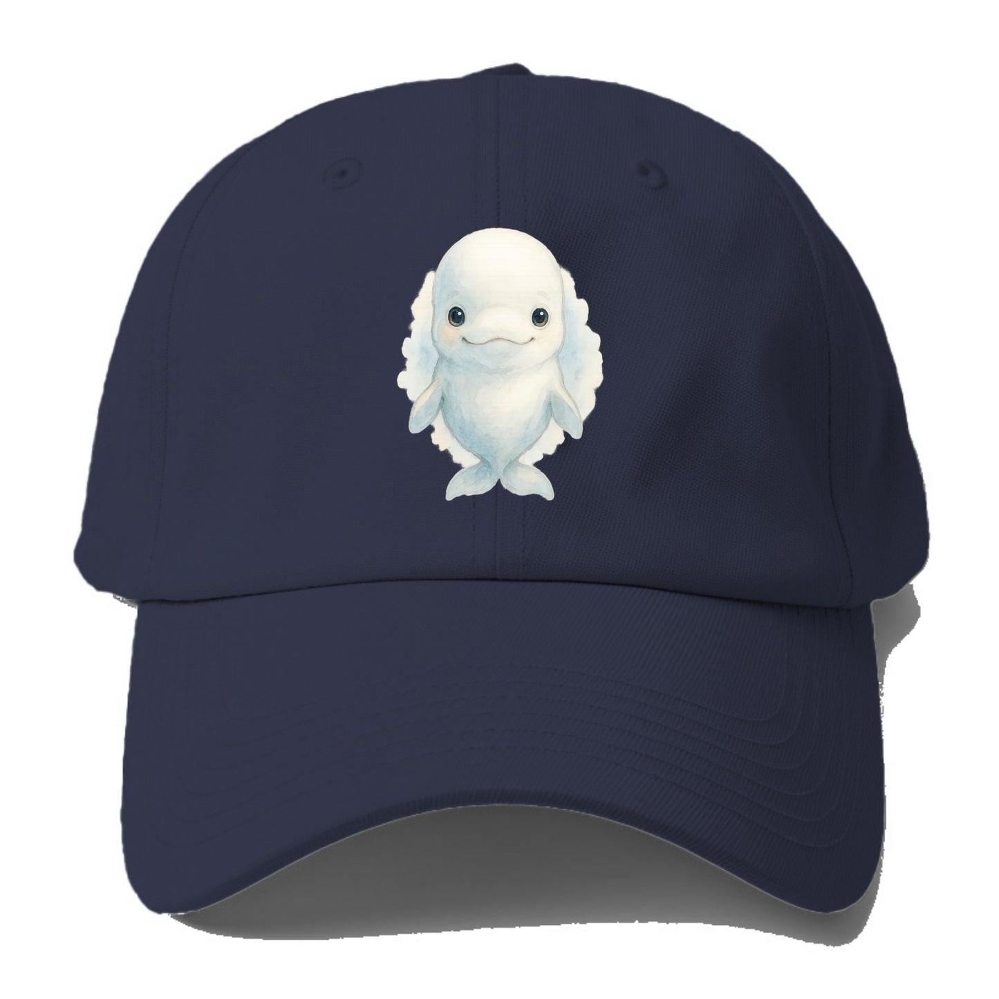 Baby Beluga Whale - pure white, rounded forehead, small eyes with big personality, - Baseball Cap - Twilight Navy(Blue)