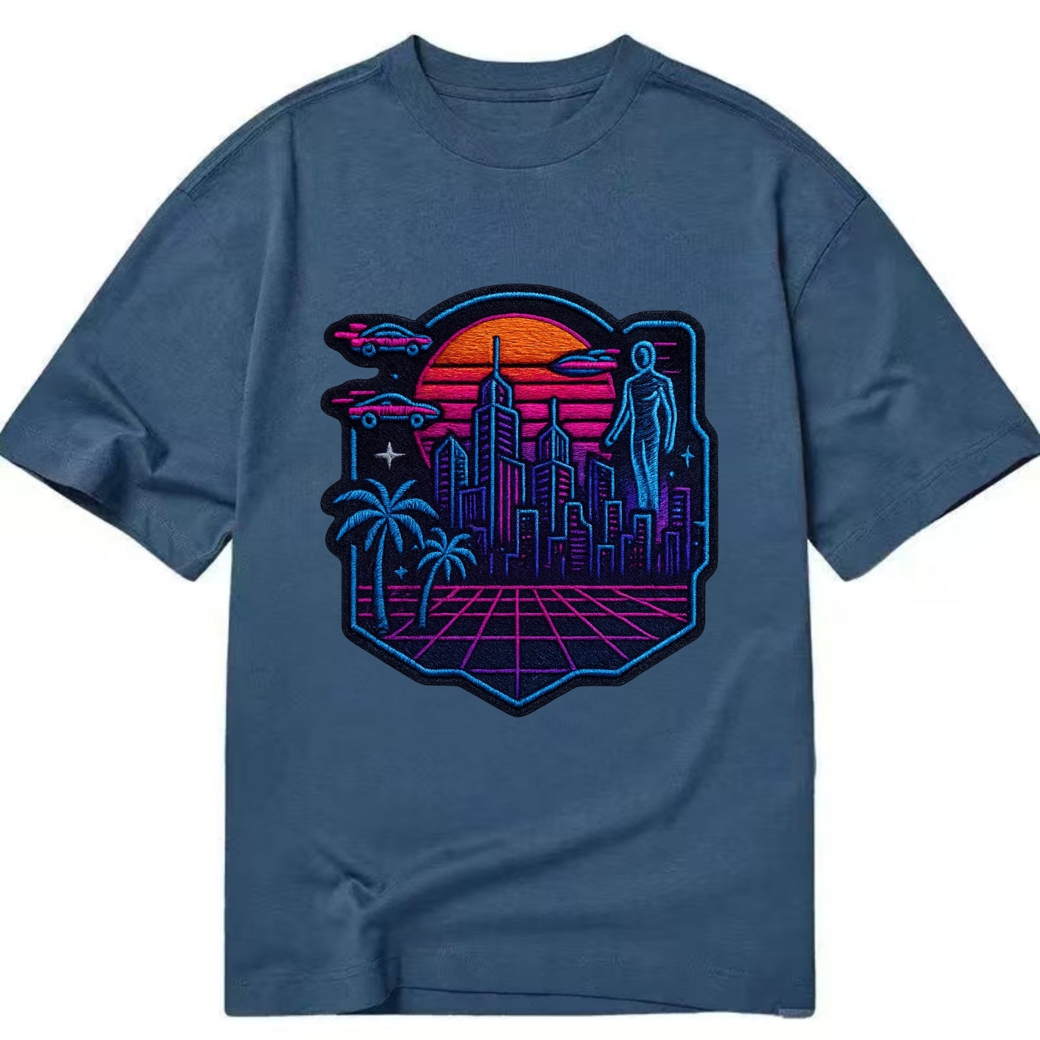 Cyberpunk City - Classic T-shirt - Twilight Navy(Blue)