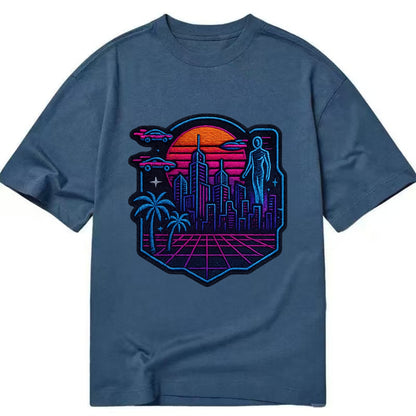 Cyberpunk City - Classic T-shirt - Twilight Navy(Blue)