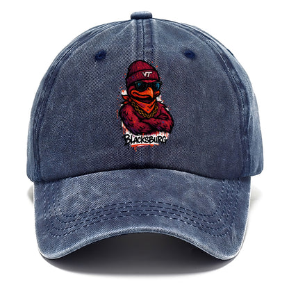 Blacksburg HokieBird wearing Virginia Tech beanie with VT patch - Classic Cap - Twilight Navy(Blue)