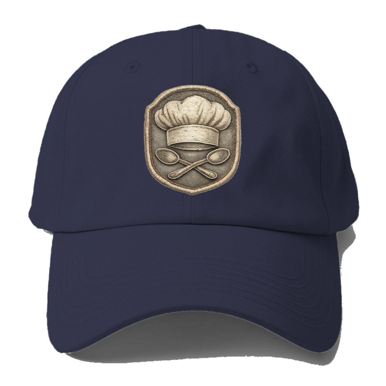 Embroidered patch design - COOKING CHEF HAT - toque blanche with crossed spoons in - Baseball Cap - Twilight Navy(Blue)