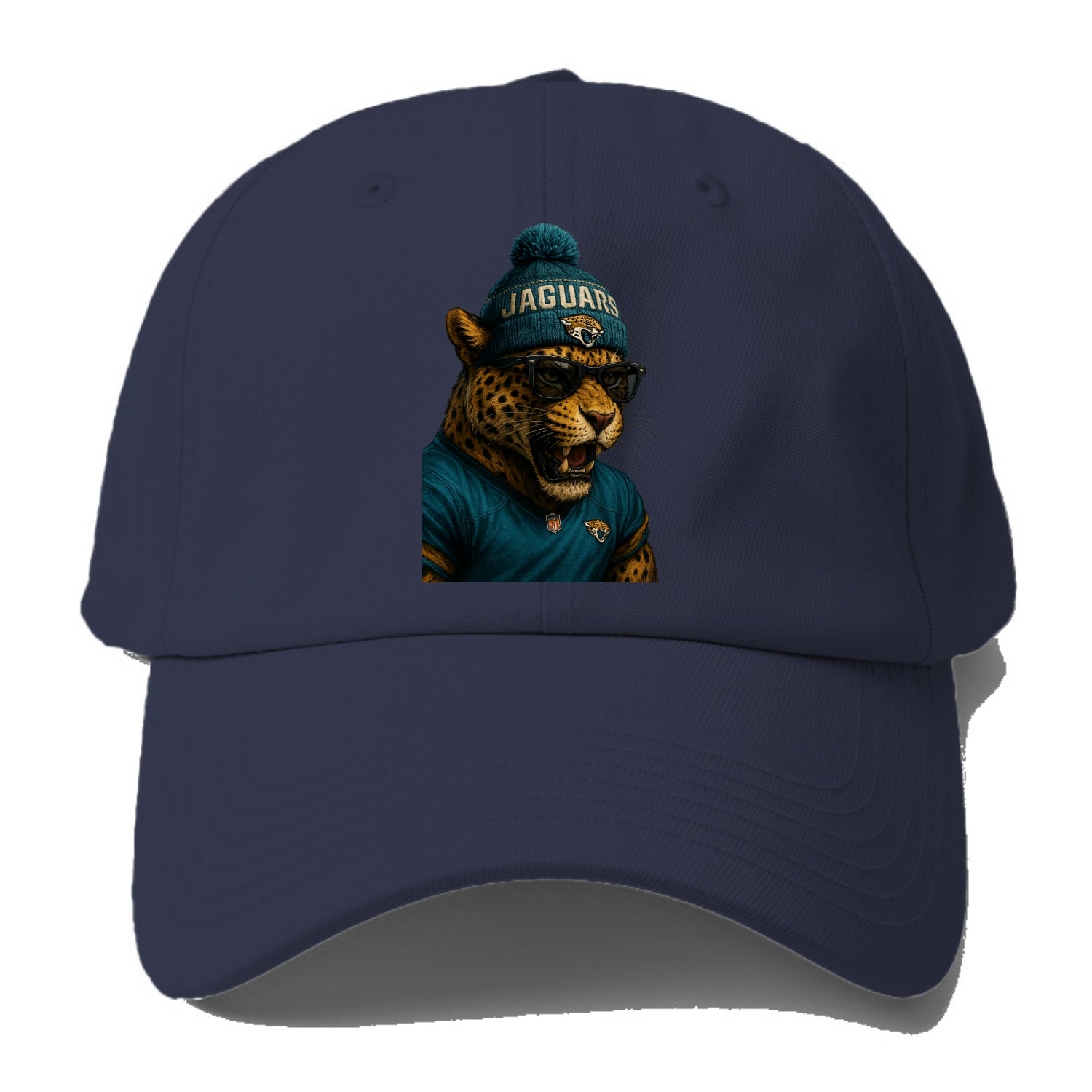 Jacksonville Jaguar wearing Jaguars teal and gold beanie with pom pom - Baseball Cap For Big Heads - Twilight Navy(Blue)