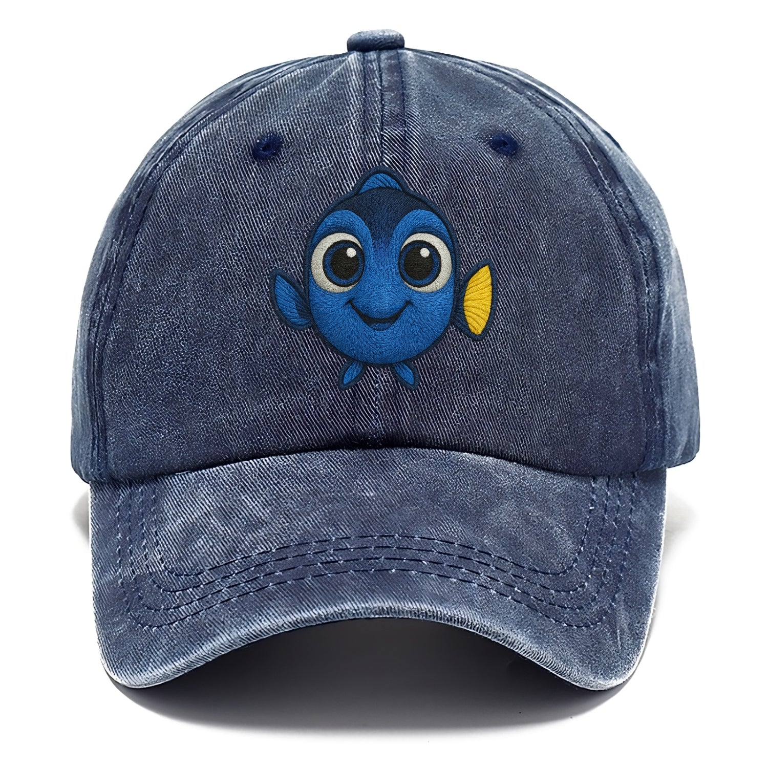 Baby Blue Tang - bright blue with yellow tail, big eyes, front-facing, Dory-style - Classic Cap - Twilight Navy(Blue)