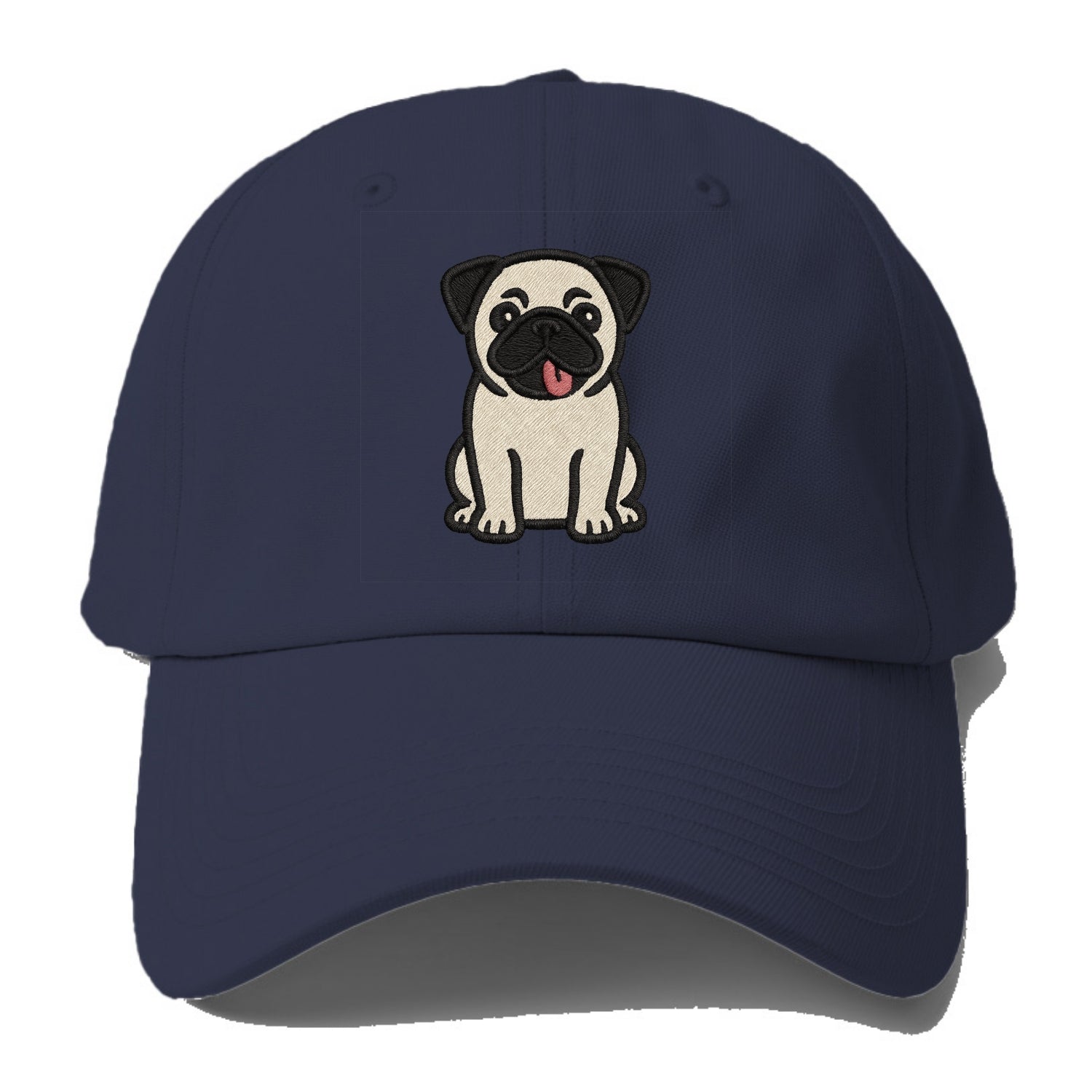 Pug - Tilted head with tongue out - Baseball Cap - Twilight Navy(Blue)