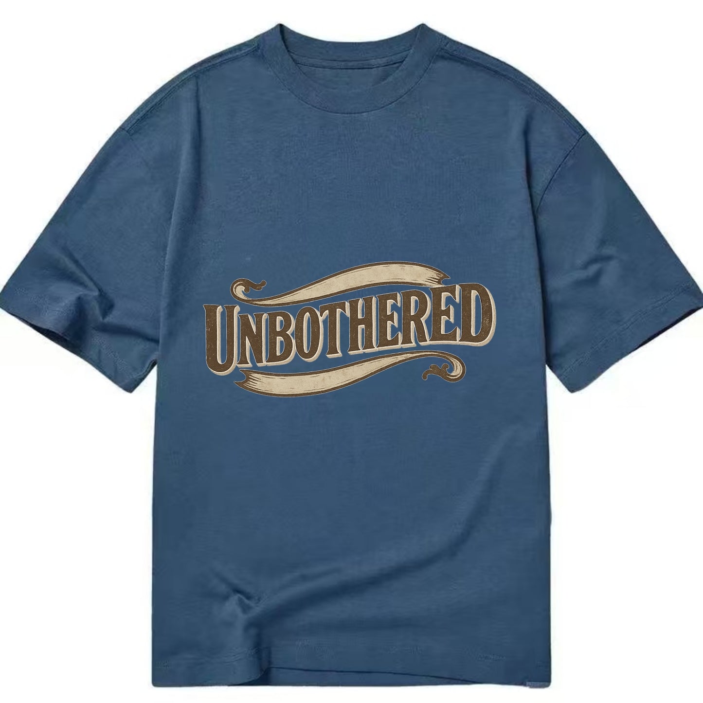 Bold typography design - "UNBOTHERED" - not affected, staying calm - Classic T-shirt - Twilight Navy(Blue)