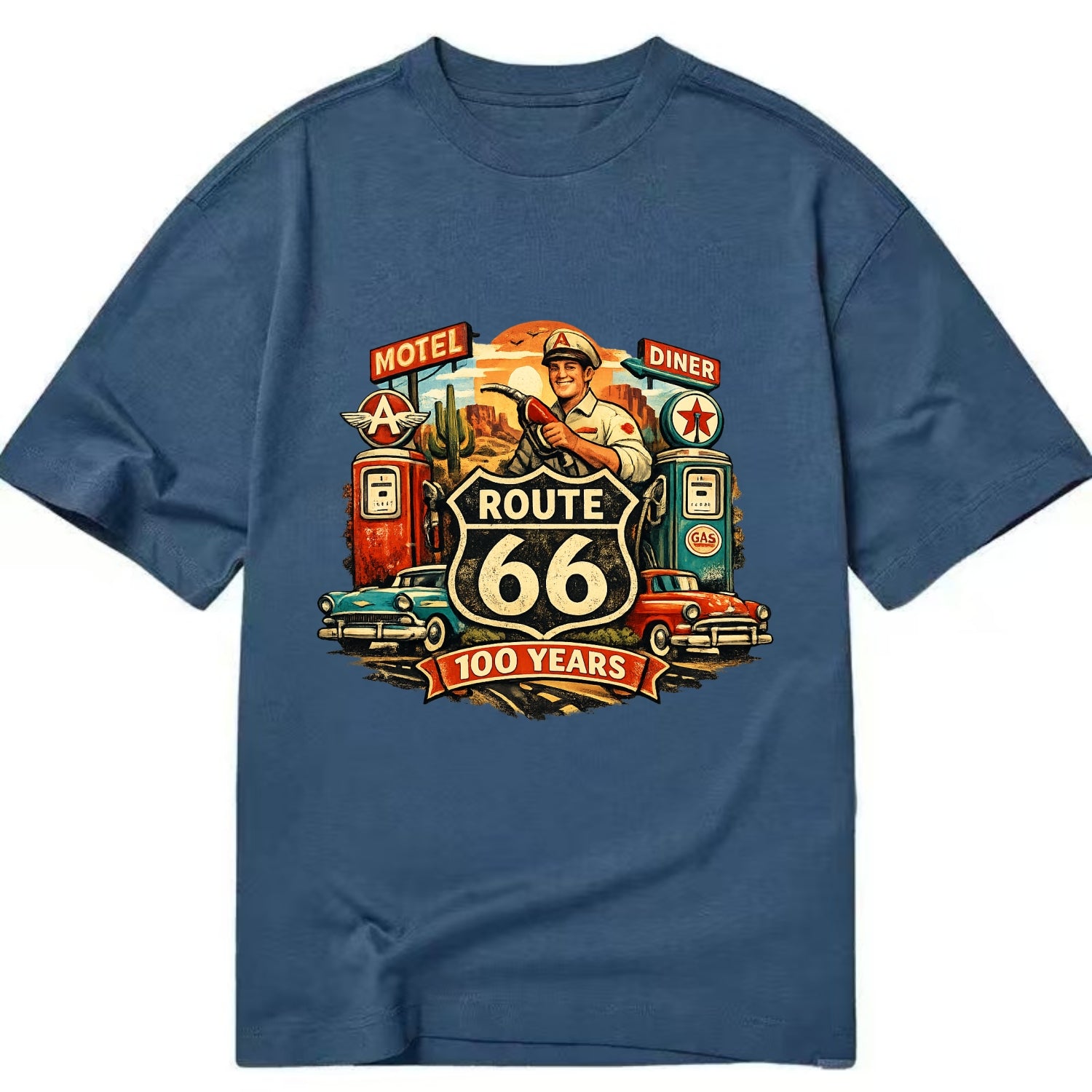 FILL ER UP | Vintage gas pumps | Flying A or Texaco style | Service station | - Classic T-shirt - Twilight Navy(Blue)