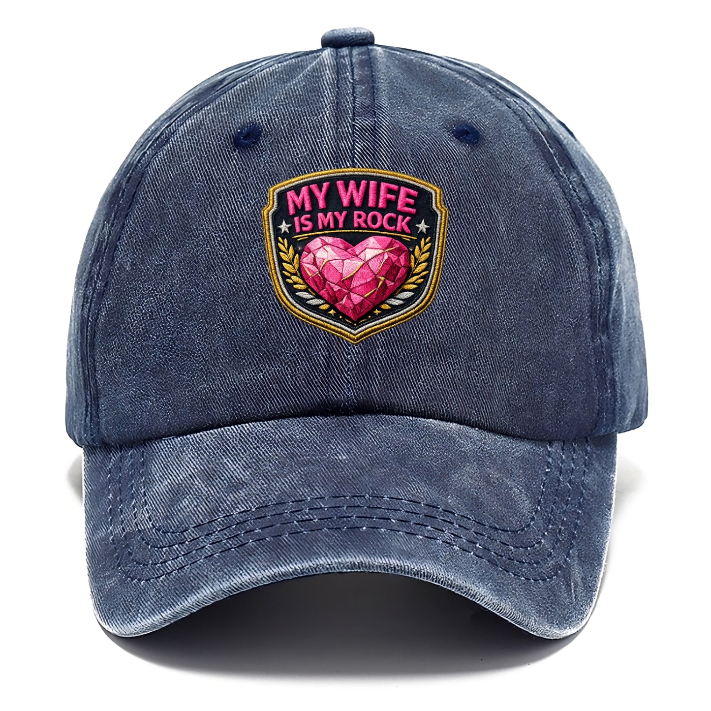 MY WIFE IS MY ROCK - pink rock heart - pink - solid wife - Classic Cap - Twilight Navy(Blue)