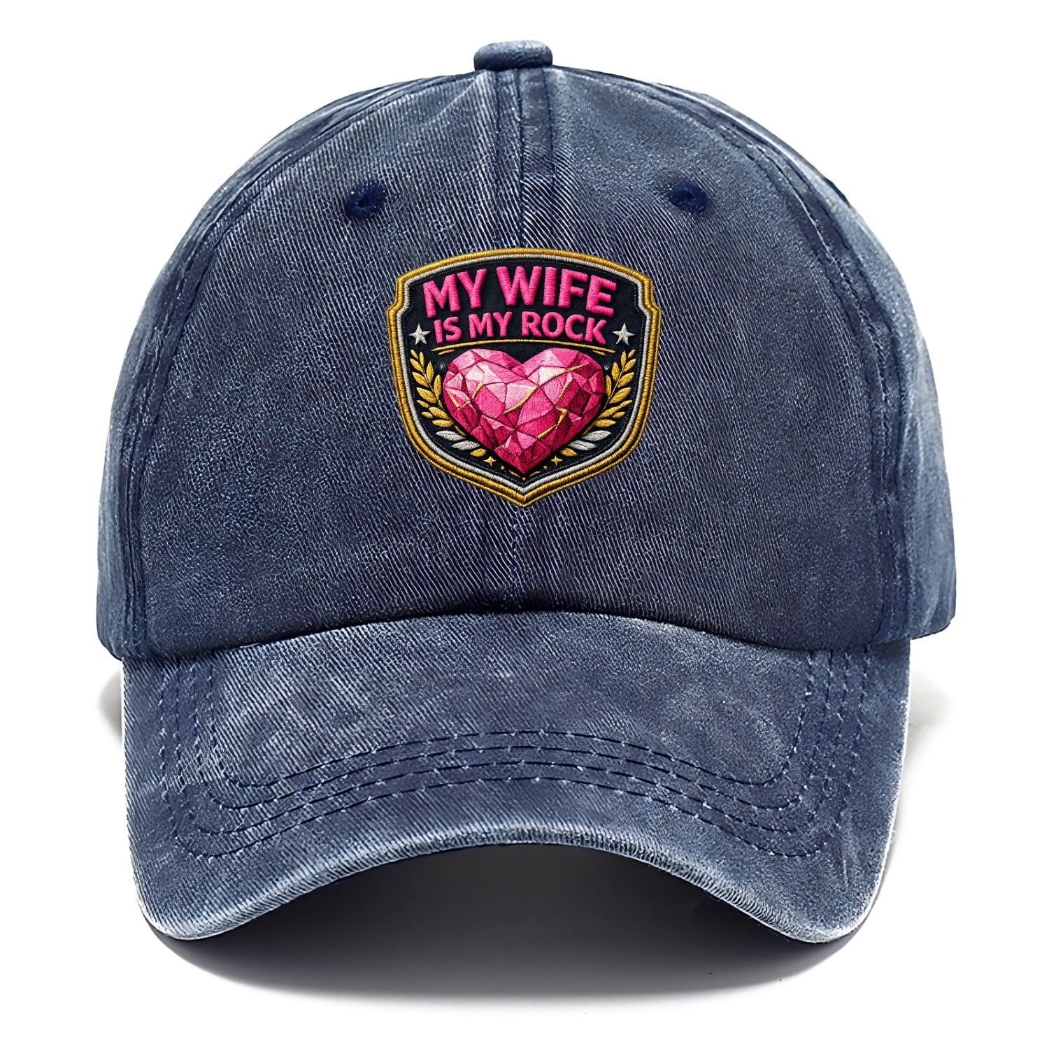 MY WIFE IS MY ROCK - pink rock heart - pink - solid wife - Classic Cap - Twilight Navy(Blue)