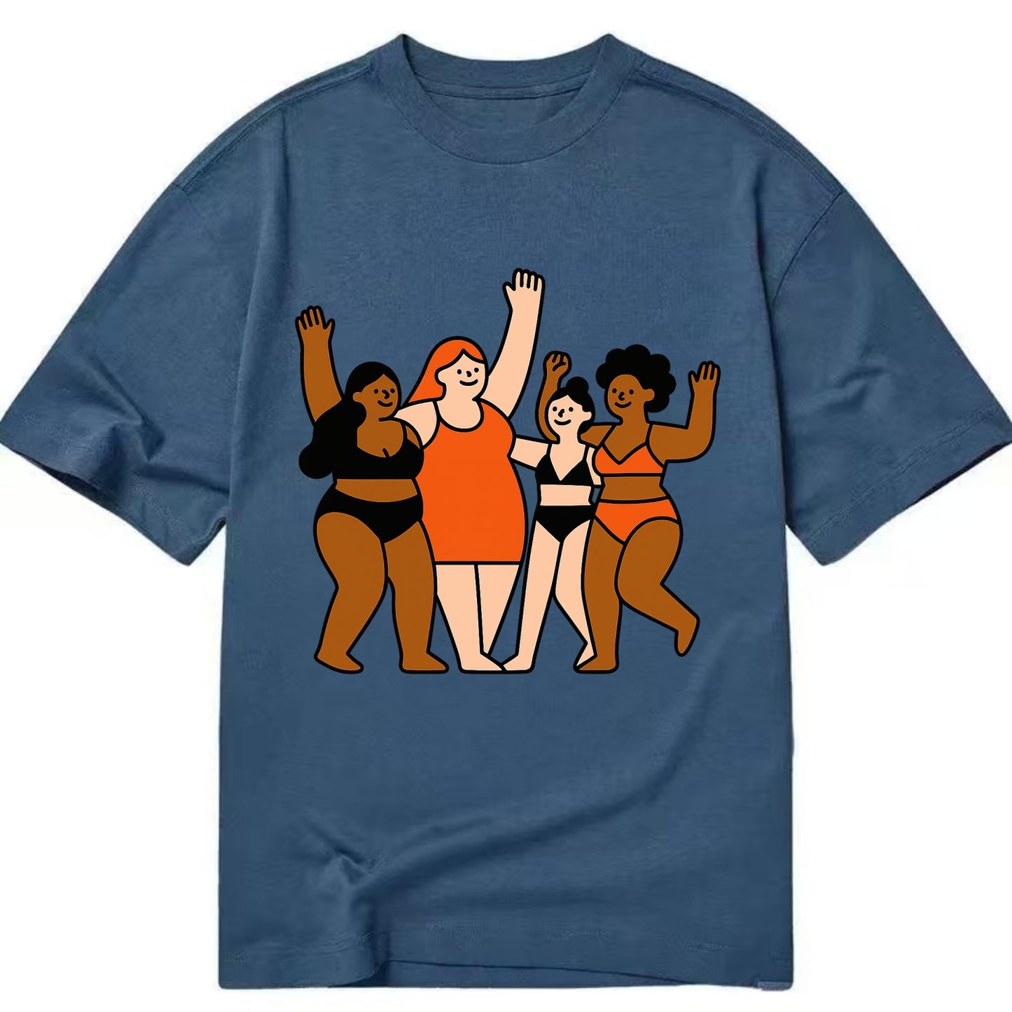 Diverse body types celebrating together - body positivity movement, all bodies - Classic T-shirt - Twilight Navy(Blue)