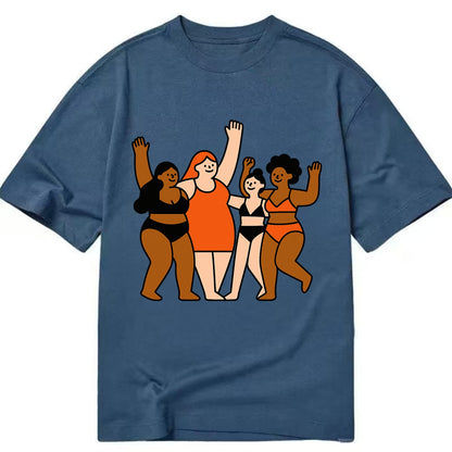 Diverse body types celebrating together - body positivity movement, all bodies - Classic T-shirt - Twilight Navy(Blue)