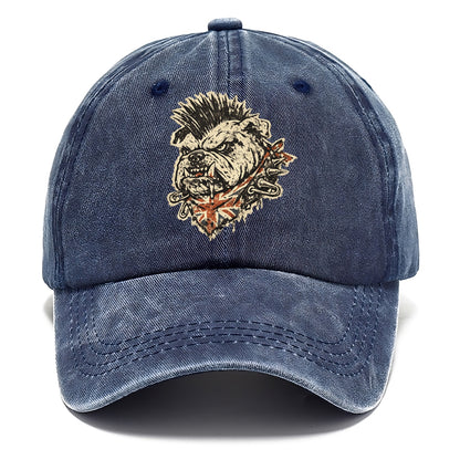 PUNK BULLDOG | British bulldog with mohawk | Safety pins through collar | Union Jack - Classic Cap - Twilight Navy(Blue)