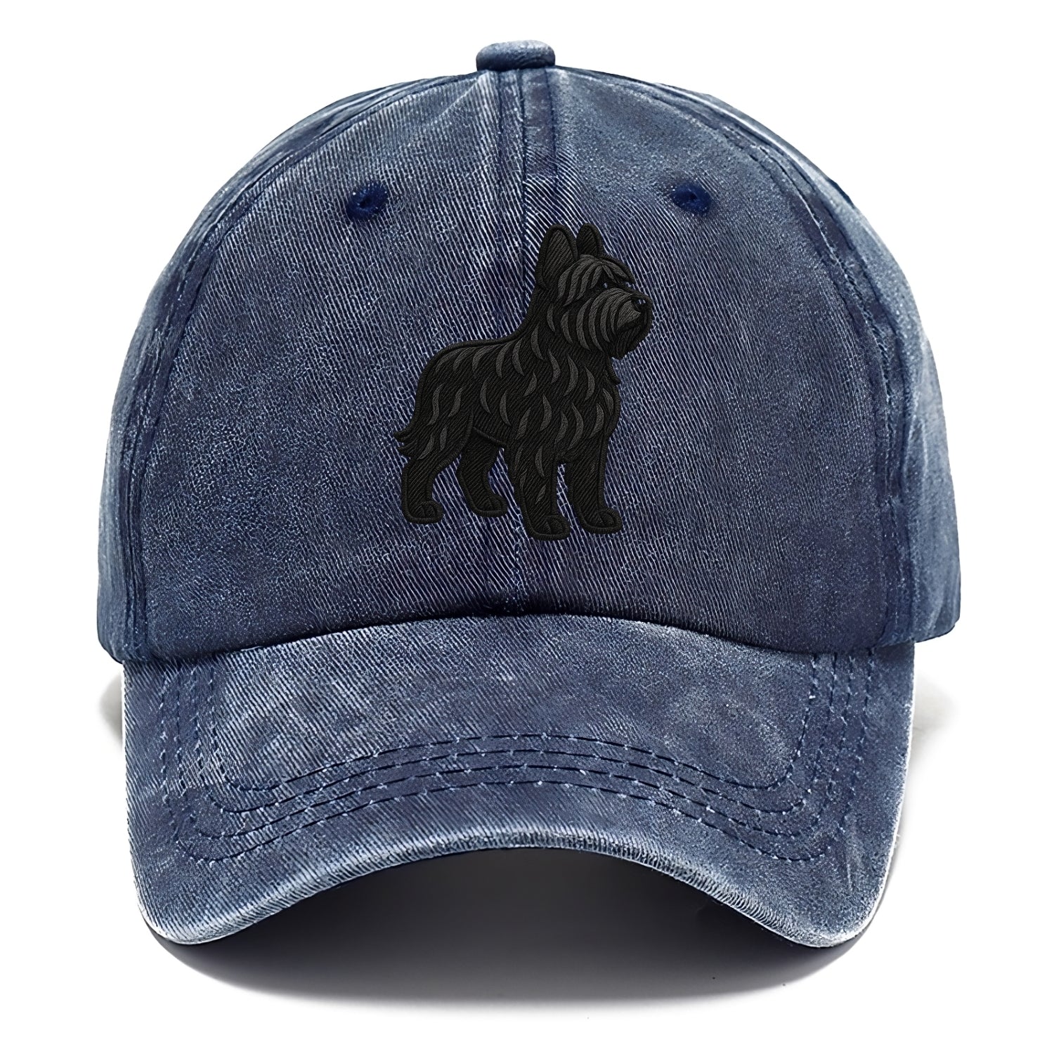 Briard - Black wavy coat embroidered herding pose - Classic Cap - Twilight Navy(Blue)