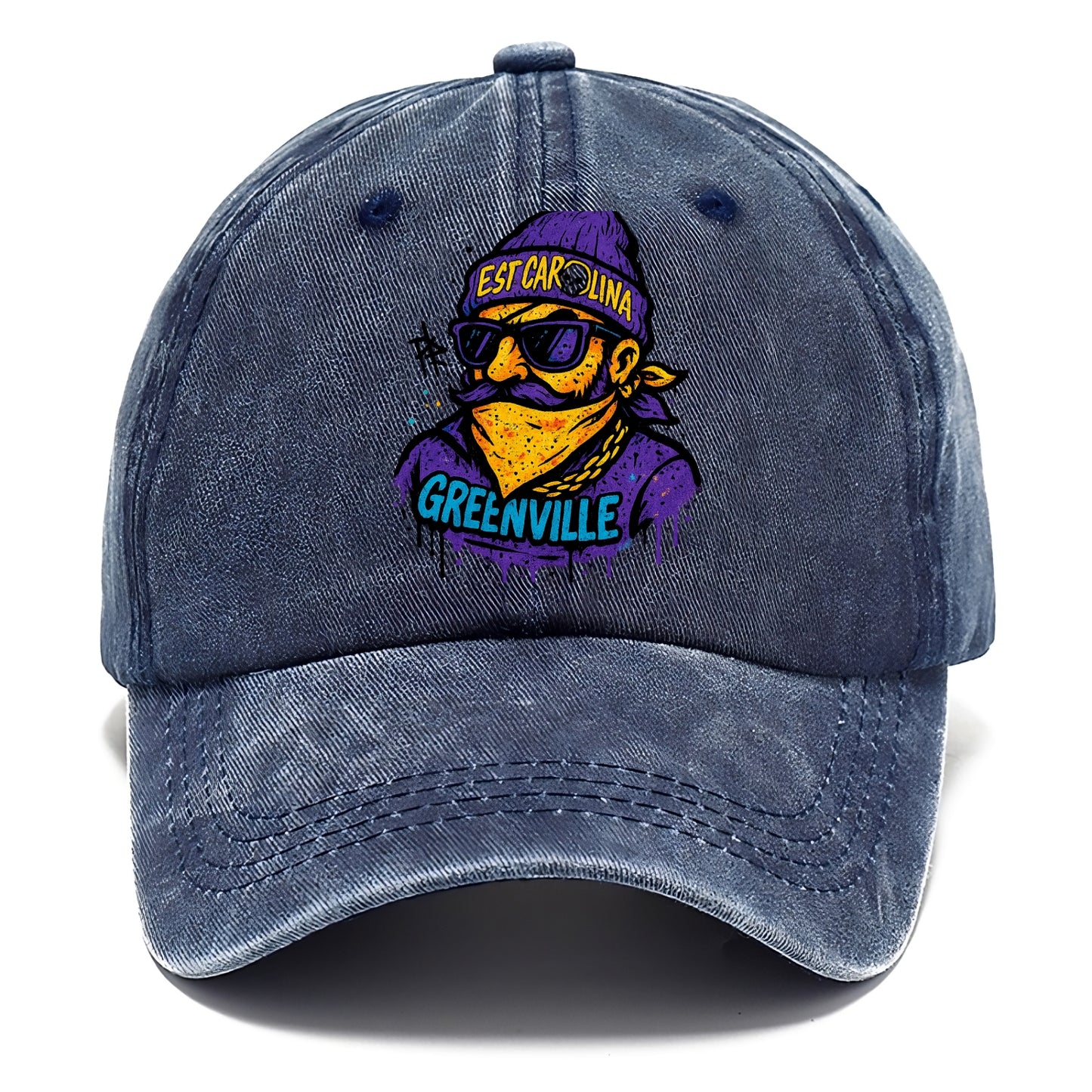 Greenville Pirate wearing East Carolina beanie with skull patch - Classic Cap - Twilight Navy(Blue)