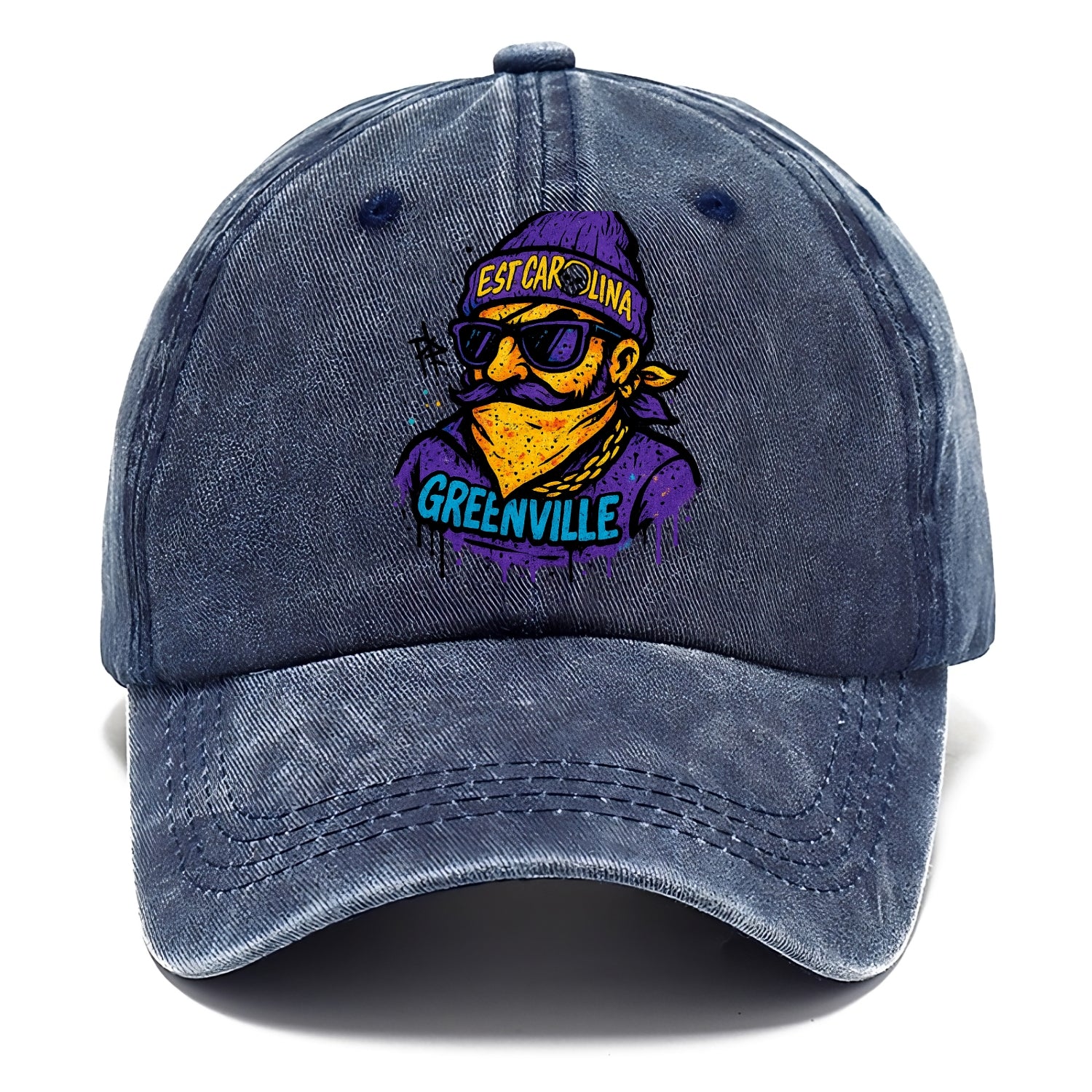 Greenville Pirate wearing East Carolina beanie with skull patch - Classic Cap - Twilight Navy(Blue)