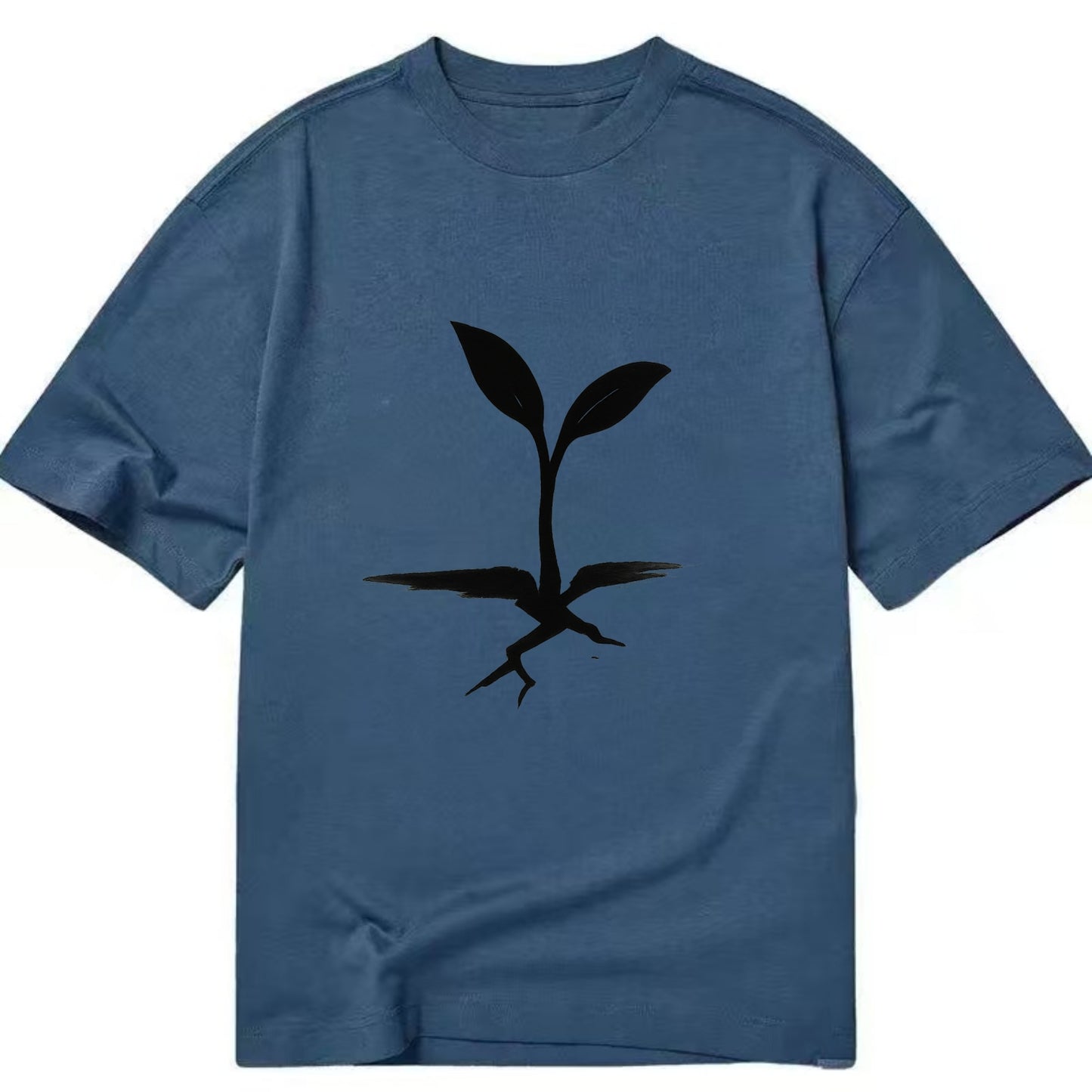 Seedling breaking through concrete - persistence ink brushstrokes - Classic T-shirt - Twilight Navy(Blue)