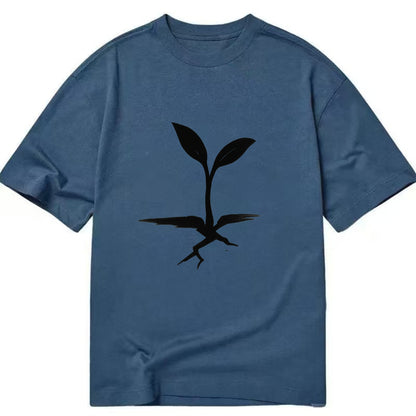 Seedling breaking through concrete - persistence ink brushstrokes - Classic T-shirt - Twilight Navy(Blue)