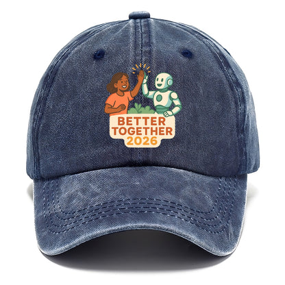 Human and AI robot high-fiving as collaborative partners - "Better Together 2026" - - Classic Cap - Twilight Navy(Blue)