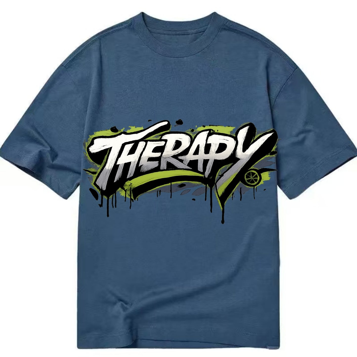 Bold typography design - "THERAPY" - mental health, getting help - Classic T-shirt - Twilight Navy(Blue)