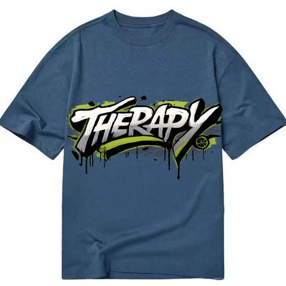Bold typography design - "THERAPY" - mental health, getting help - Classic T-shirt - Twilight Navy(Blue)