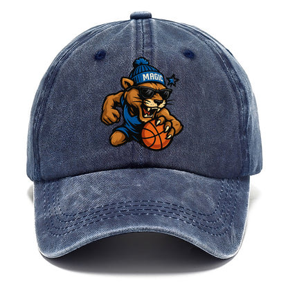 Florida Panther wearing Magic beanie with star wand patch and wayfarer sunglasses - Classic Cap - Twilight Navy(Blue)