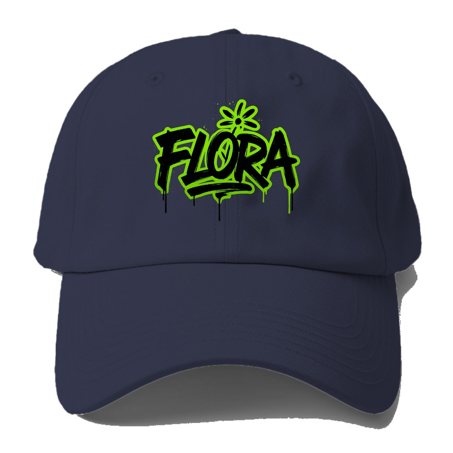 Bold typography design - "FLORA" - plant life, blooming - Baseball Cap - Twilight Navy(Blue)