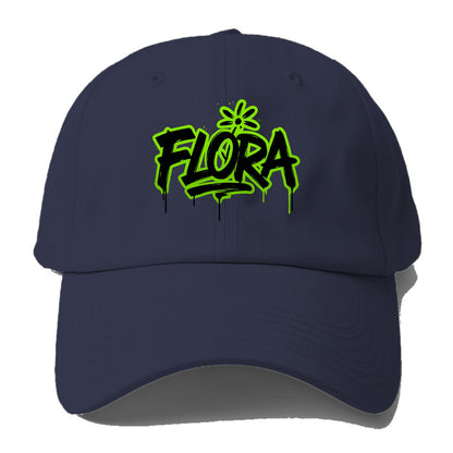Bold typography design - "FLORA" - plant life, blooming - Baseball Cap - Twilight Navy(Blue)