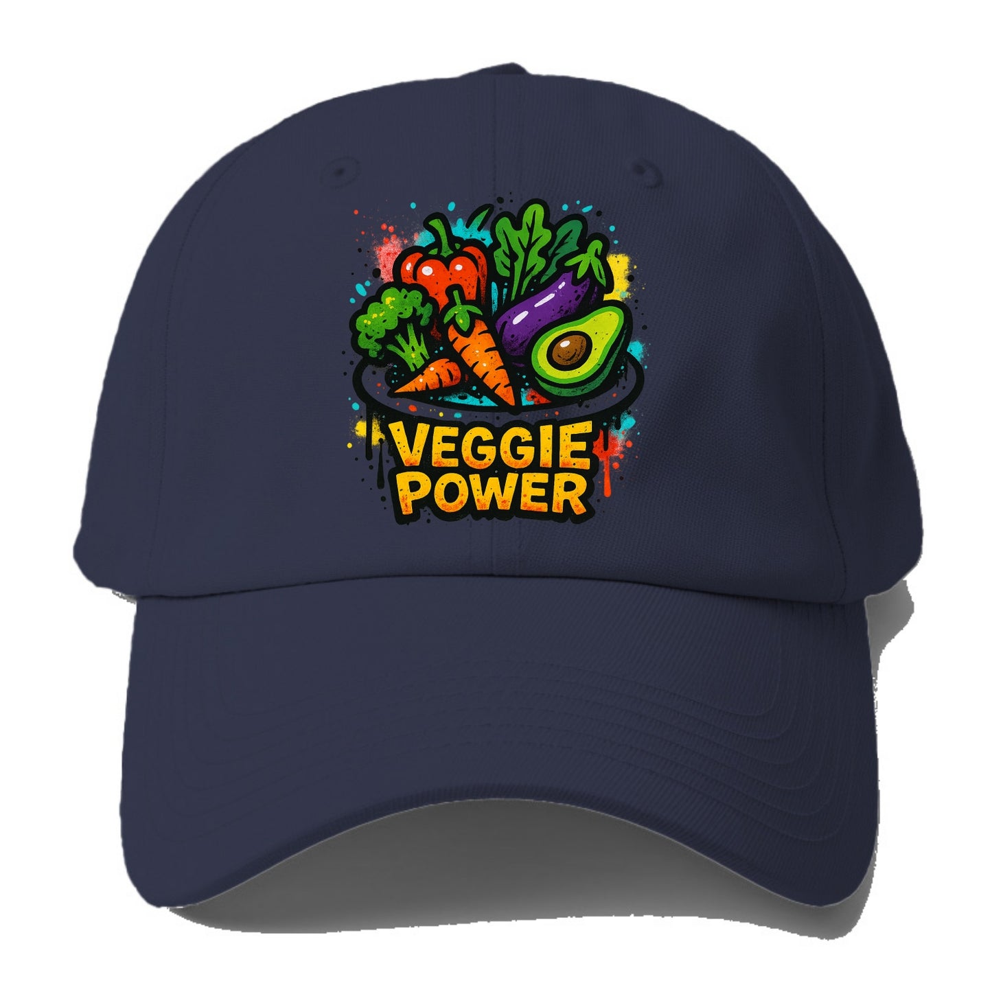 Colorful vegetables and plants on plate - plant-based lifestyle, - Baseball Cap For Big Heads - Twilight Navy(Blue)